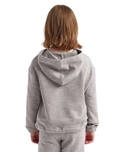 Youth Maria Hoodie — Contrast Kids Hooded Sweatshirt - Heather Grey - Back