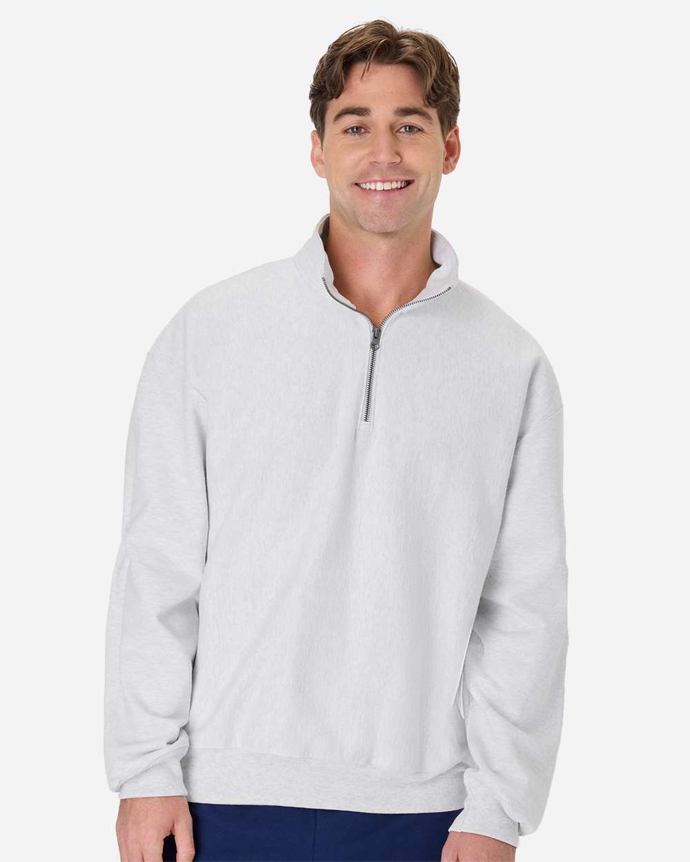 Men's Premium Heavyweight Quarter-Zip Sweatshirt - Ash - S