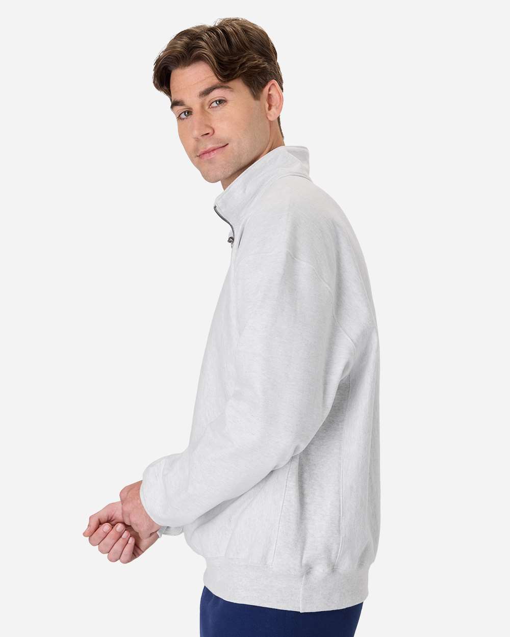 Men's Premium Heavyweight Quarter-Zip Sweatshirt - Ash - M