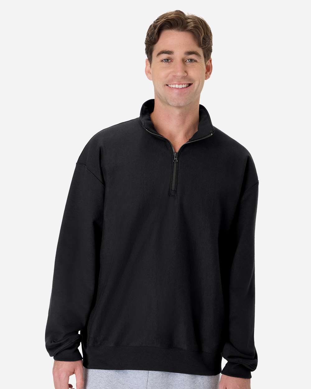 Men's Premium Heavyweight Quarter-Zip Sweatshirt - Black - S