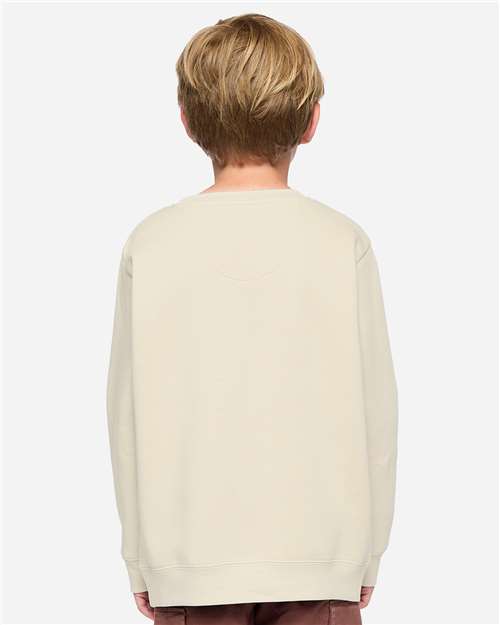 Youth Elevated Fleece Crewneck — Kids Sweatshirt [XS-XL] - Natural - Back