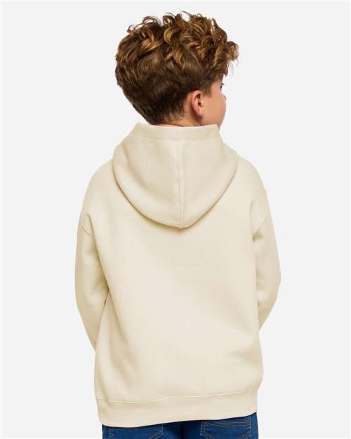 Youth Fleece Hoodie — Soft Kids Pullover Sweatshirt - Natural - Back