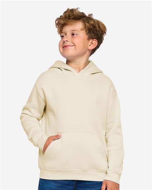 Youth Fleece Hoodie — Soft Kids Pullover Sweatshirt - Natural - Front