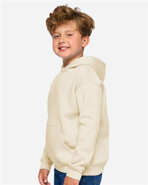 Youth Fleece Hoodie — Soft Kids Pullover Sweatshirt - Natural - Side