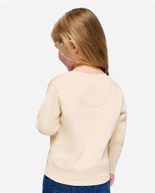 Toddler Crewneck Sweatshirt — Soft Fleece Kids Pullover - Natural - Back