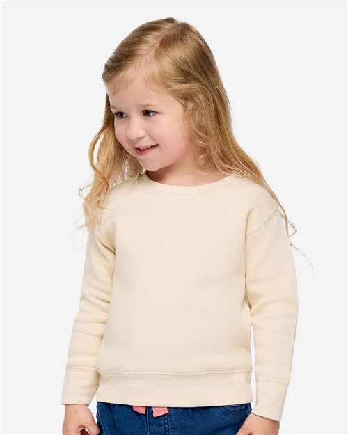 Toddler Crewneck Sweatshirt — Soft Fleece Kids Pullover - Natural - Front