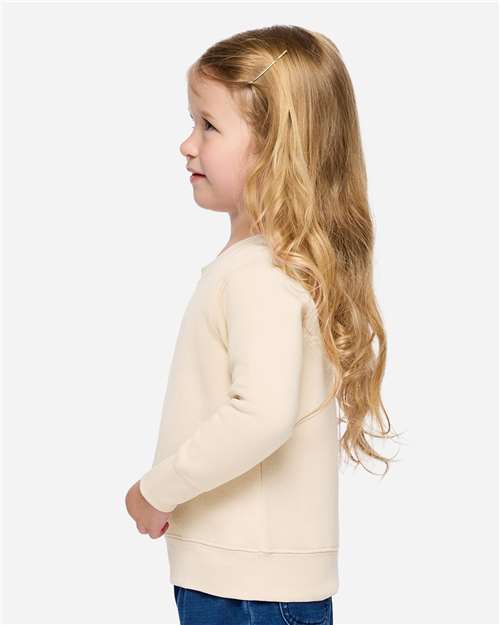 Toddler Crewneck Sweatshirt — Soft Fleece Kids Pullover - Natural - Side