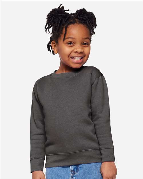 Toddler Crewneck Sweatshirt — Soft Fleece Kids Pullover - Charcoal - Front