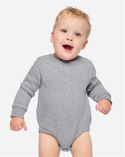 Baby Fleece Bodysuit — Warm Infant One-Piece - Heather - Front