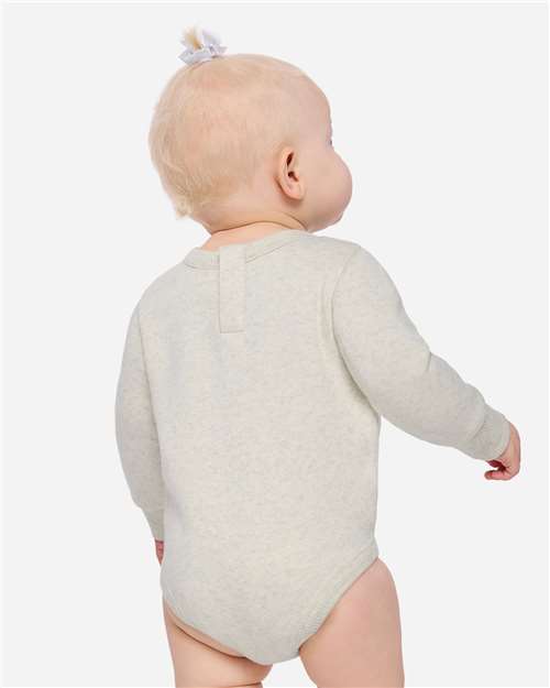 Baby Fleece Bodysuit — Warm Infant One-Piece - Natural Heather - Back