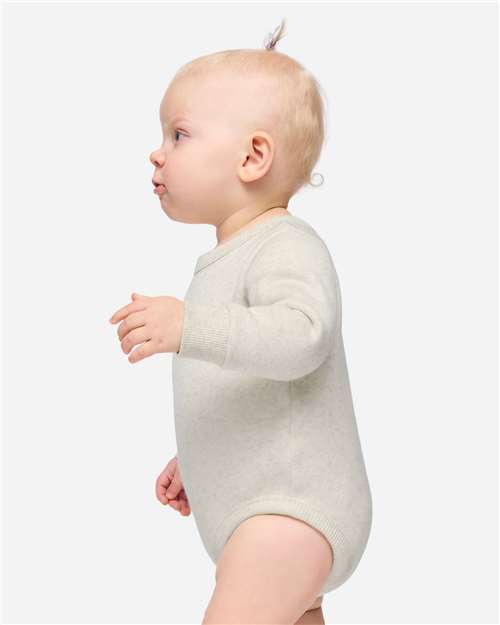 Baby Fleece Bodysuit — Warm Infant One-Piece - Natural Heather - Side