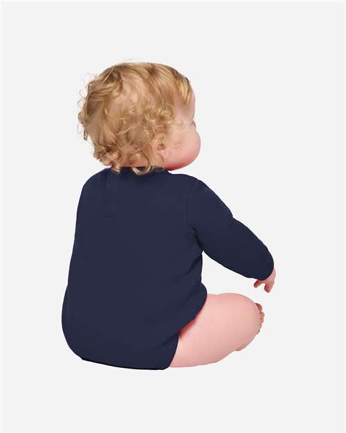 Baby Fleece Bodysuit — Warm Infant One-Piece - Navy - Back