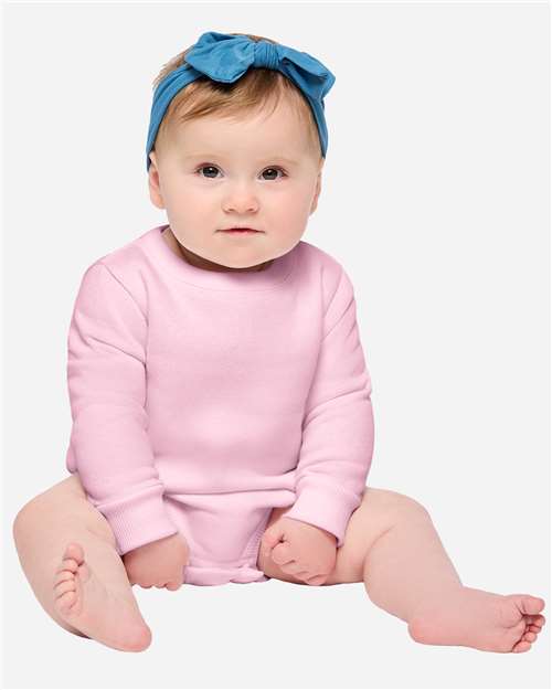 Baby Fleece Bodysuit — Warm Infant One-Piece - Pink - Front