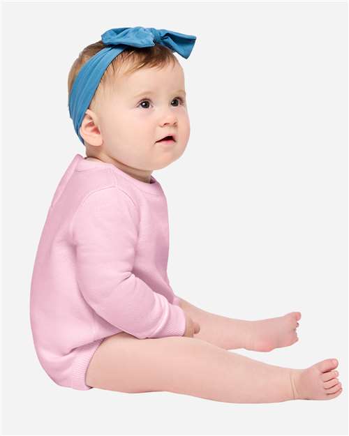 Baby Fleece Bodysuit — Warm Infant One-Piece - Pink - Side