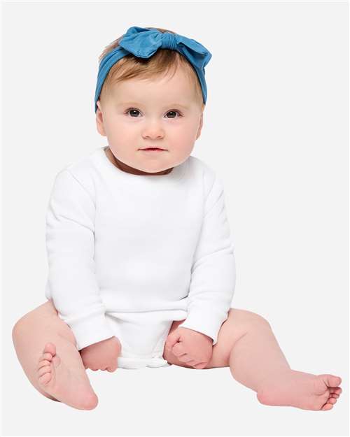 Baby Fleece Bodysuit — Warm Infant One-Piece - White - Front