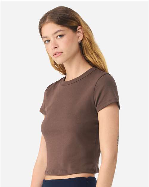 Girls Micro Rib Baby Tee — Cropped Youth T-Shirt - Solid Cocoa Blend - Side