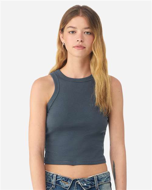 Bella + Canvas 1019 Women's Micro Rib T-Shirt - Solid Vintage Navy Blend - Front