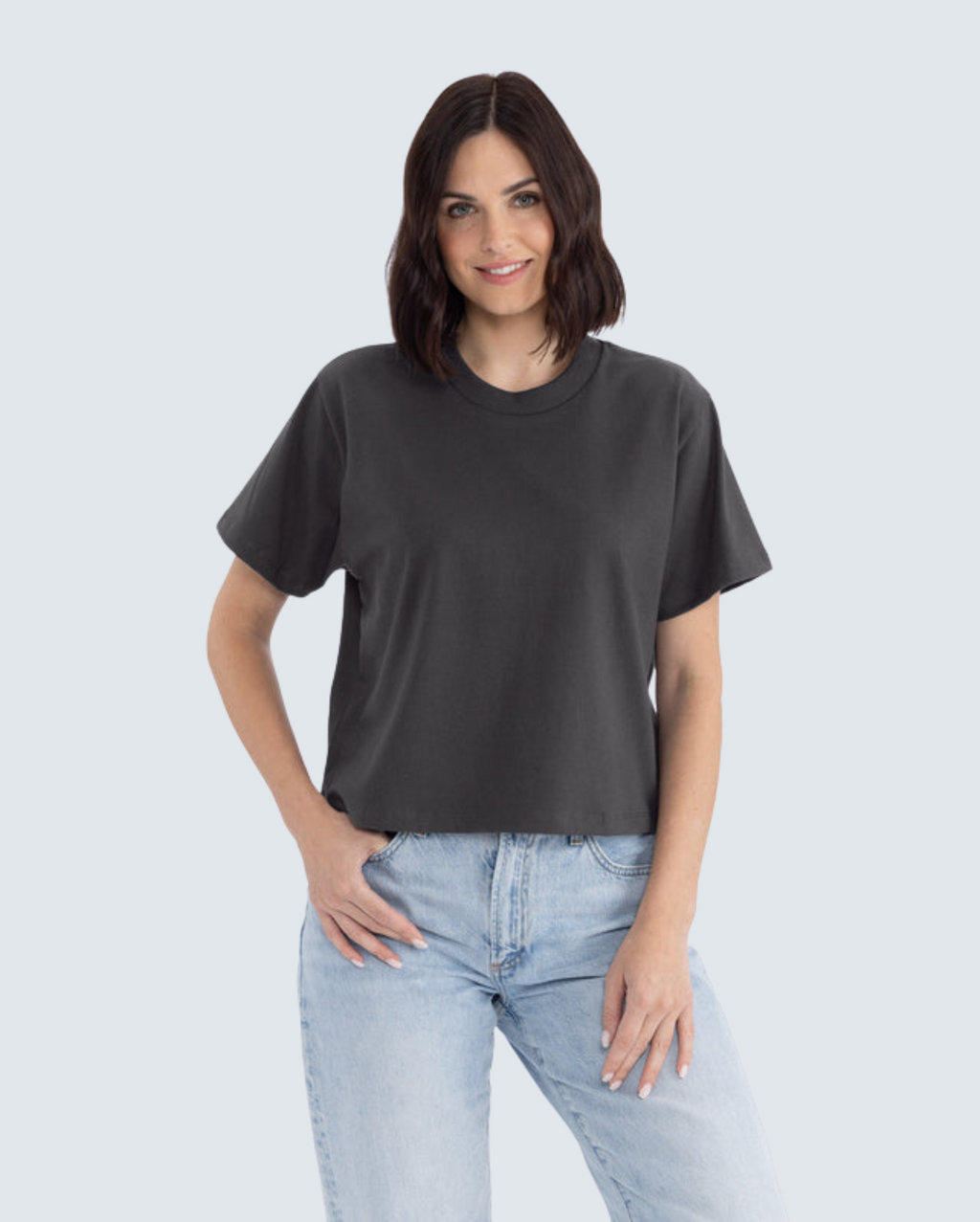Women's Heavyweight High-Waist Boxy Tee - Graphite Black