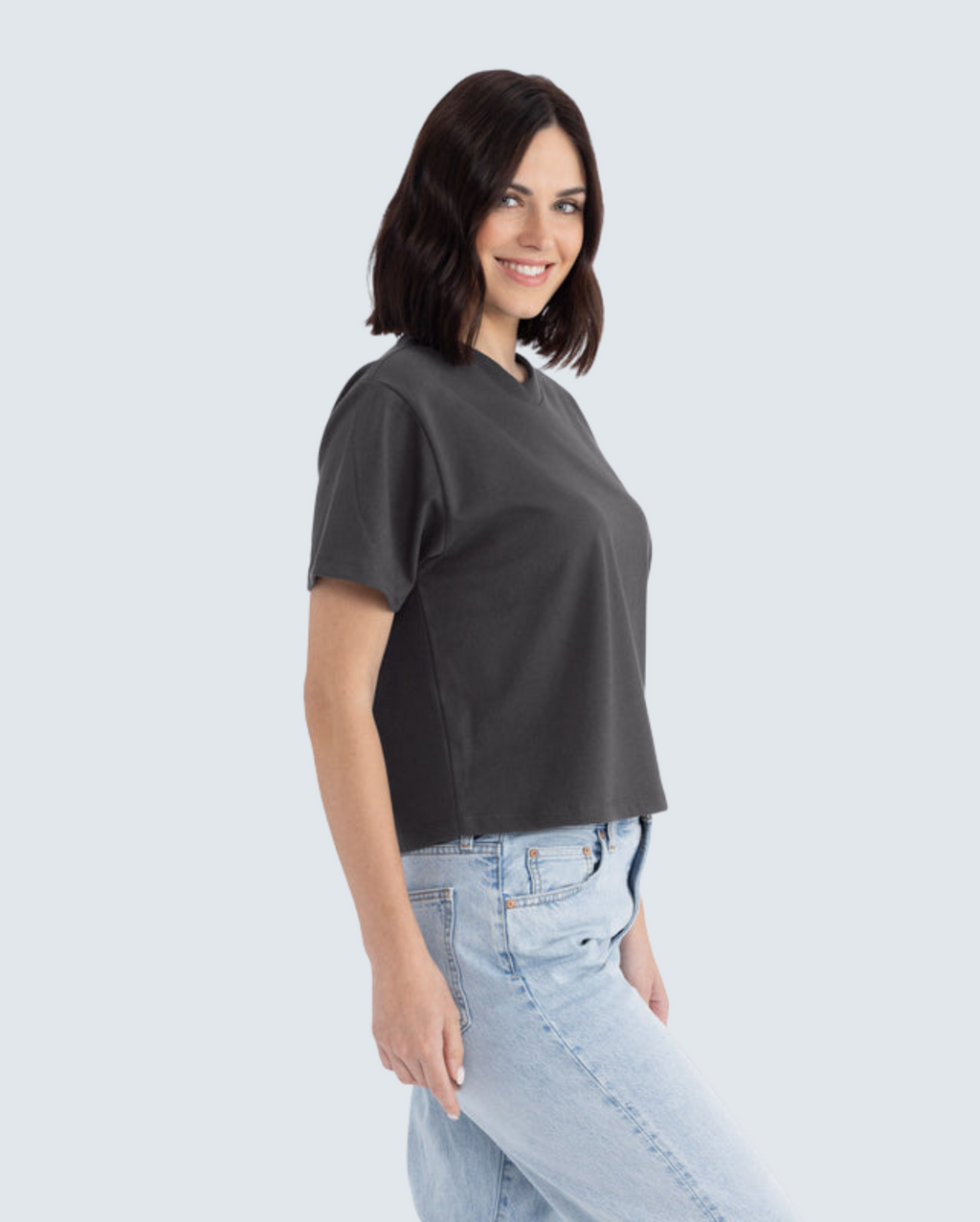 Women's Heavyweight High-Waist Boxy Tee - Graphite Black