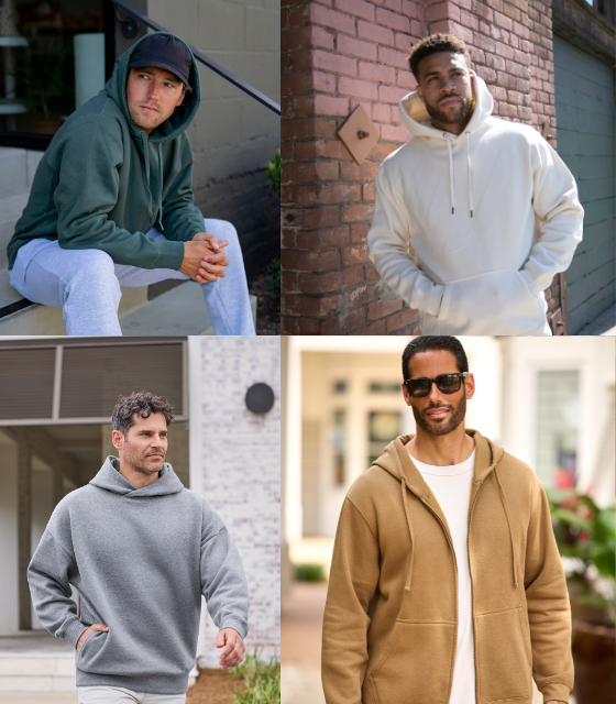 Models wearing heavyweight, recycled fleece, and raglan hoodies | ComfyThreads