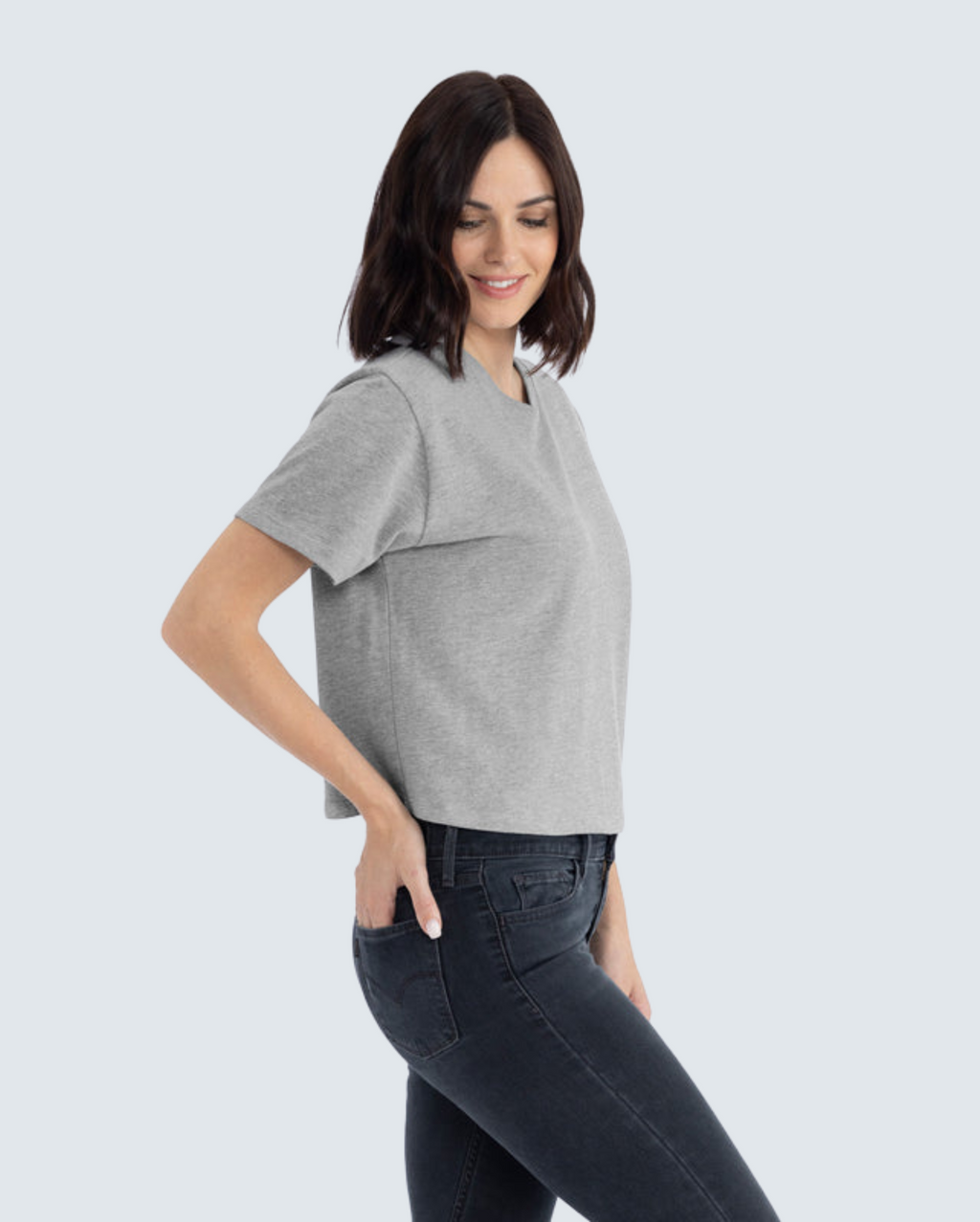 Women's Heavyweight High-Waist Boxy Tee - Heather Gray