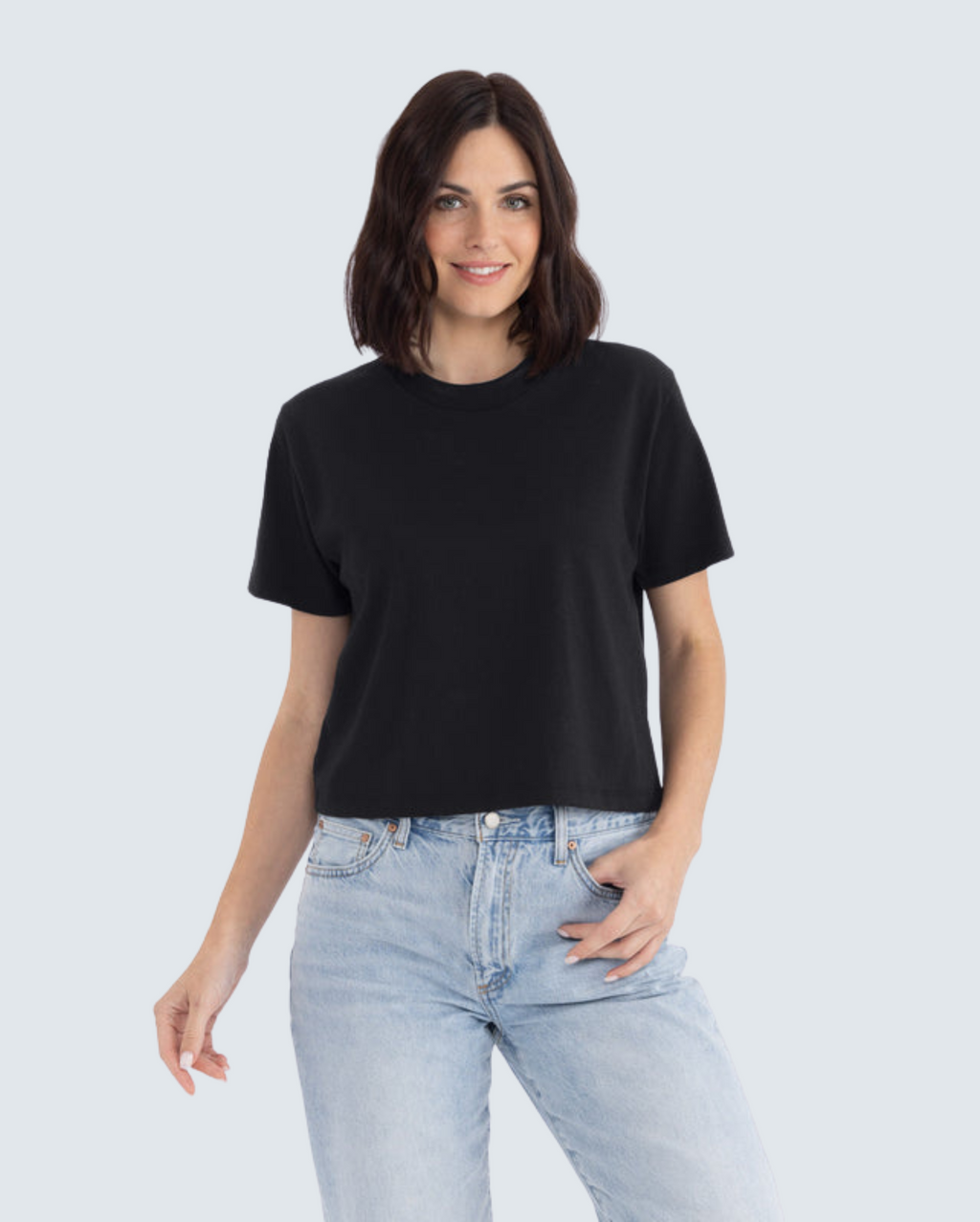 Women's Heavyweight High-Waist Boxy Tee - Black