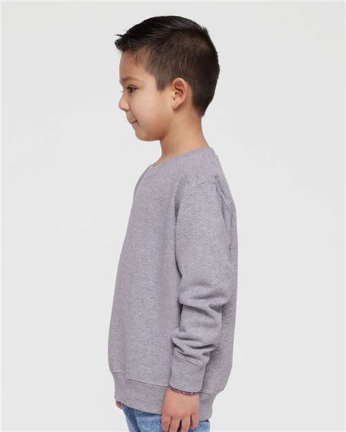 Toddler Crewneck Sweatshirt — Soft Fleece Kids Pullover - Heather - Side