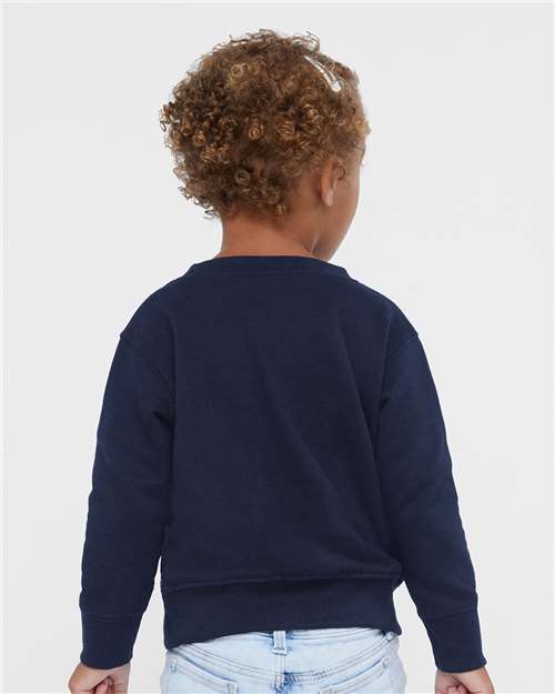 Toddler Crewneck Sweatshirt — Soft Fleece Kids Pullover - Navy - Back