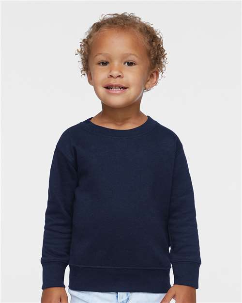 Toddler Crewneck Sweatshirt — Soft Fleece Kids Pullover - Navy - Front