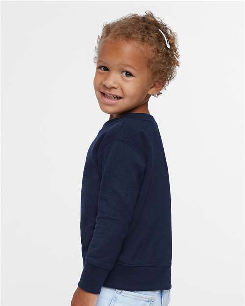 Toddler Crewneck Sweatshirt — Soft Fleece Kids Pullover - Navy - Side