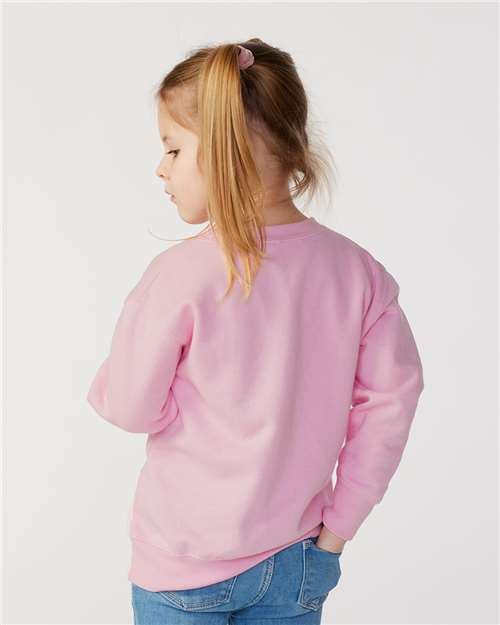 Toddler Crewneck Sweatshirt — Soft Fleece Kids Pullover - Pink - Back