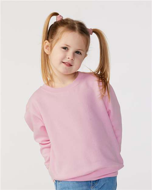 Toddler Crewneck Sweatshirt — Soft Fleece Kids Pullover - Pink - Front