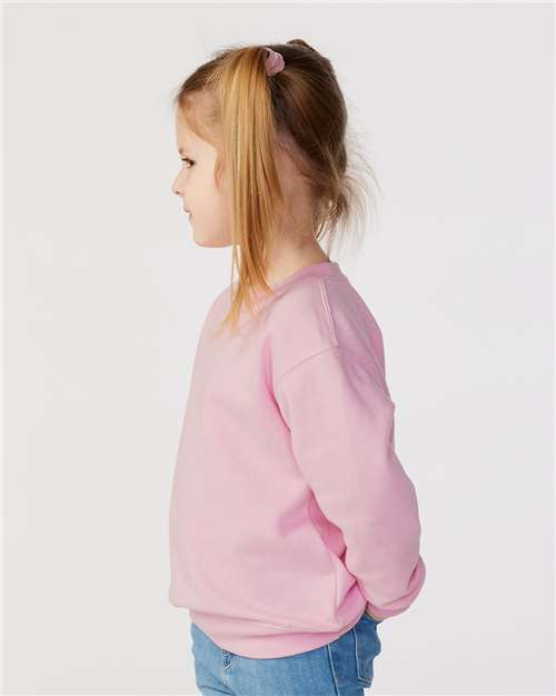 Toddler Crewneck Sweatshirt — Soft Fleece Kids Pullover - Pink - Side