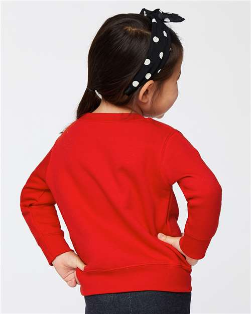 Toddler Crewneck Sweatshirt — Soft Fleece Kids Pullover - Red - Back