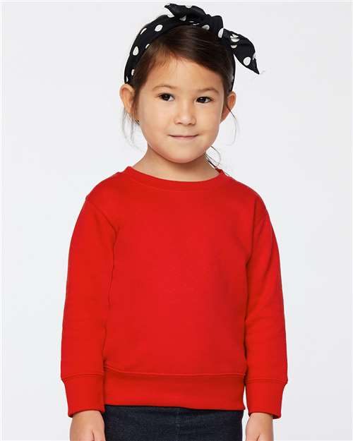 Toddler Crewneck Sweatshirt — Soft Fleece Kids Pullover - Red - Front