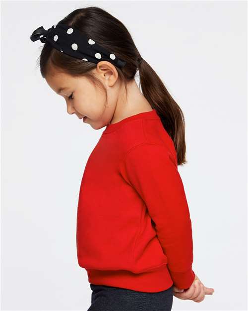 Toddler Crewneck Sweatshirt — Soft Fleece Kids Pullover - Red - Side