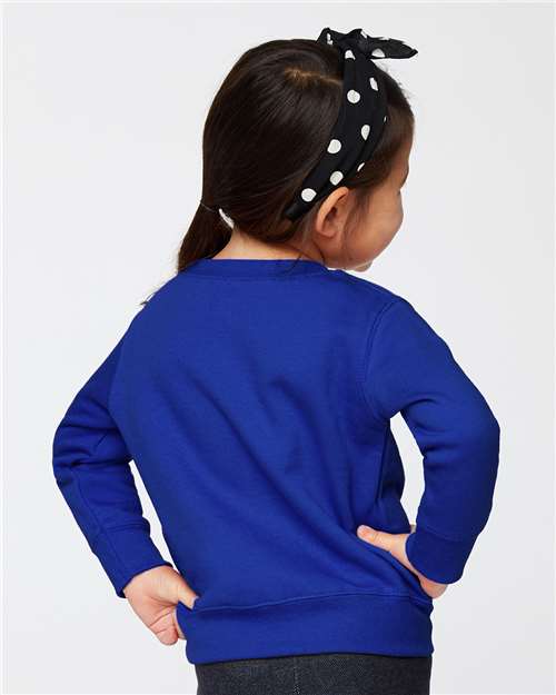 Toddler Crewneck Sweatshirt — Soft Fleece Kids Pullover - Royal - Back