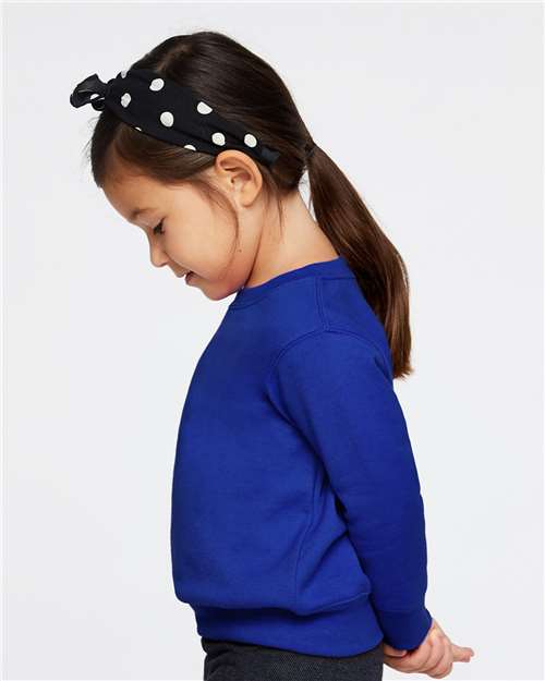 Toddler Crewneck Sweatshirt — Soft Fleece Kids Pullover - Royal - Side