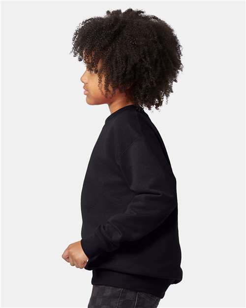 Youth EcoSmart Crewneck Sweatshirt — Kids [XS-XL] - Black - Side