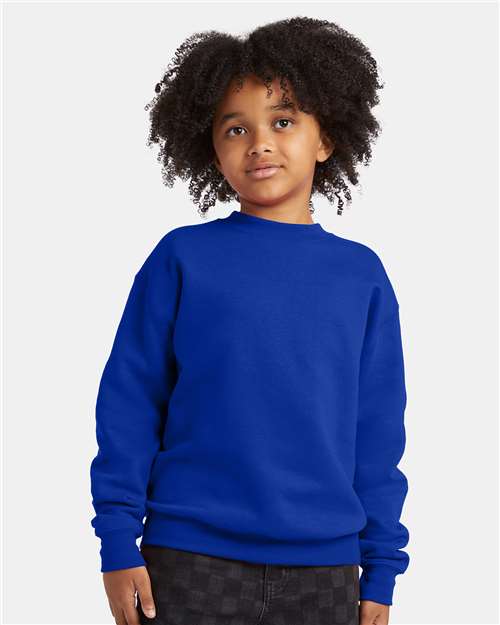 Youth EcoSmart Crewneck Sweatshirt — Kids [XS-XL] - Deep Royal - Front