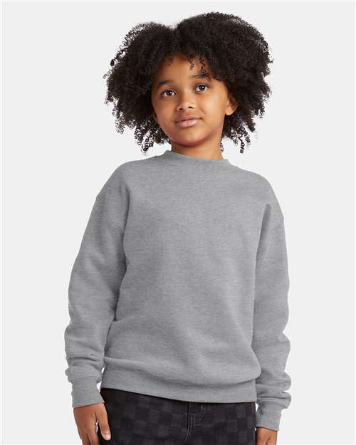 Youth EcoSmart Crewneck Sweatshirt — Kids [XS-XL] - Light Steel - Front
