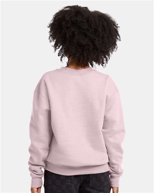 Youth EcoSmart Crewneck Sweatshirt — Kids [XS-XL] - Pale Pink - Back