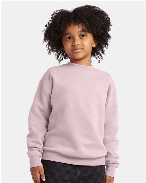 Youth EcoSmart Crewneck Sweatshirt — Kids [XS-XL] - Pale Pink - Front