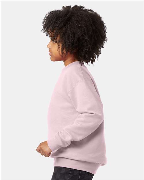 Youth EcoSmart Crewneck Sweatshirt — Kids [XS-XL] - Pale Pink - Side