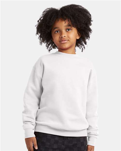 Youth EcoSmart Crewneck Sweatshirt — Kids [XS-XL] - White - Front