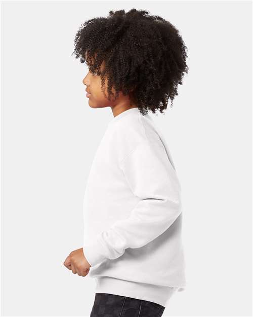 Youth EcoSmart Crewneck Sweatshirt — Kids [XS-XL] - White - Side