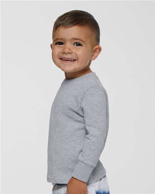 Toddler Cotton Long Sleeve T-Shirt — Kids [2T-5T] - Heather - Side