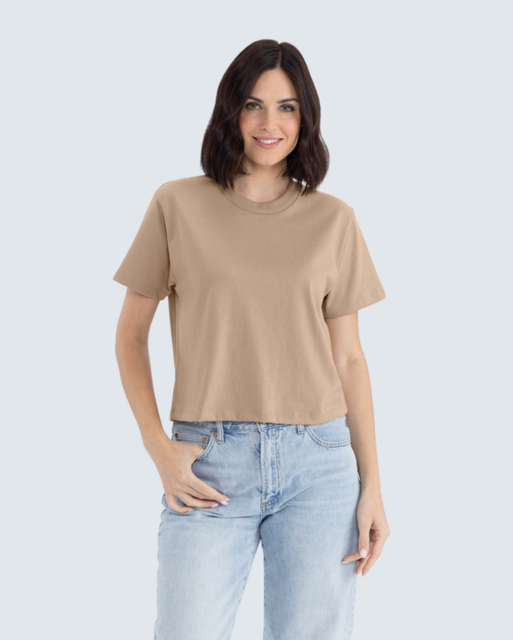 Women's Heavyweight High-Waist Boxy Tee - Tan