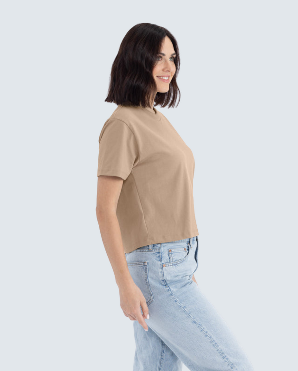 Women's Heavyweight High-Waist Boxy Tee - Tan