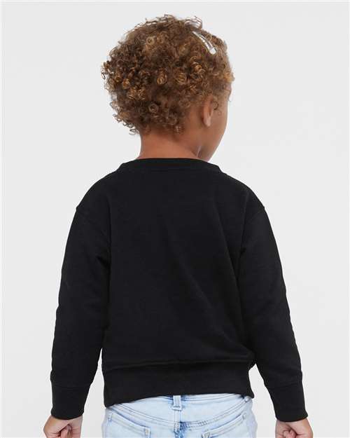 Toddler Crewneck Sweatshirt — Soft Fleece Kids Pullover - Black - Back